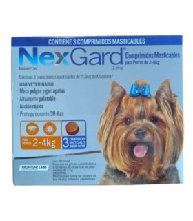 Nexgard 11,3 mg para perros de 2-4 kgs (3 comprimidos)