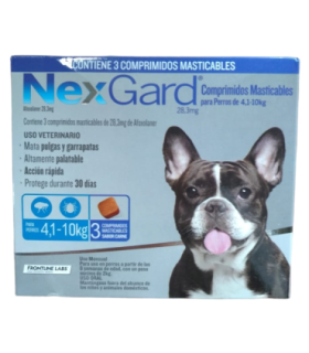 Nexgard 28,3 mg para perros de 4,1- 10 kgs (3 comprimidos)