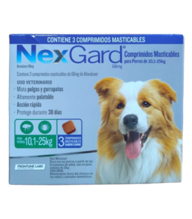 Nexgard 68 mg para perros de 10,1-25 kgs (3 comprimidos)