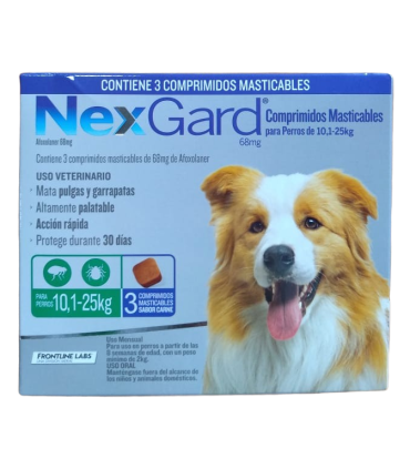 Nexgard 68 mg para perros de 10,1-25 kgs (3 comprimidos)