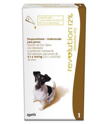 Revolution 12% pipeta 0,5 ml para perros de 5 a 10 kgs