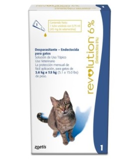 Revolution 6% pipeta 0,75 ml para gatos de 2,6 a 7,5 kgs