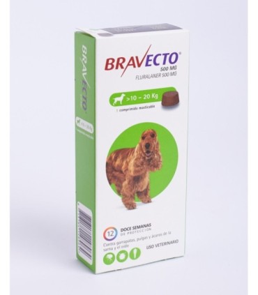 Bravecto tableta 500 mg para perros de 10-20 kgs