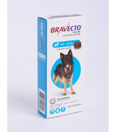 Bravecto tableta 1000 mg para perros de 20-40 kgs