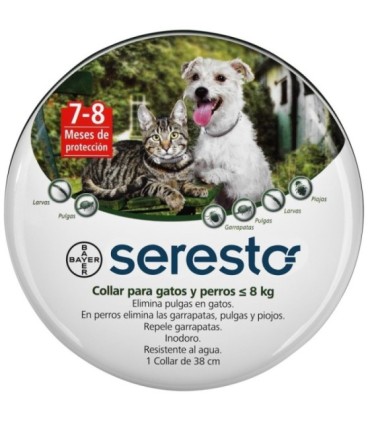 Seresto collar antipulgas para gatos y perros hasta 8 kgs