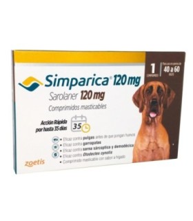 Simparica 120 mg, para perros de 40 a 60 kgs, blister x 1 tableta