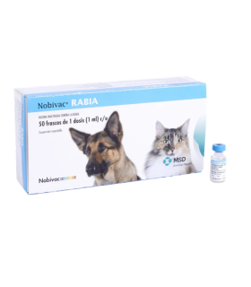 Vacuna mascotas Nobivac rabia - 50 dosis