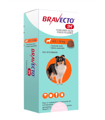 Bravecto 1M 100 mg para perros de 4,5 a 10 kgs - 1 Tableta