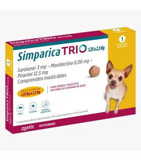 Simparica Trio 1.25-2.5 kgs - 1 comprimido