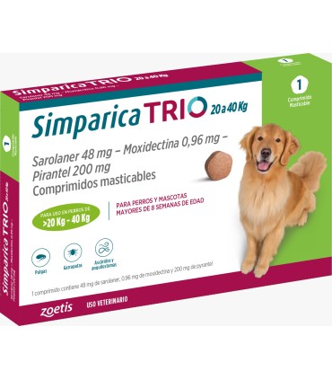 Simparica Trio 20-40 kgs - 1 comprimido