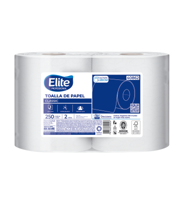 Toalla Rollo Una Hoja 2 Un x 250 Metros Elite Professional