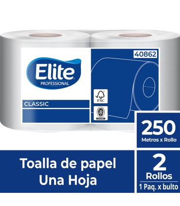 Toalla Rollo Una Hoja 2 Un x 250 Metros Elite Professional