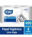 Papel higiénico una hoja  4 Rollos por 400 mts - Elite Professional
