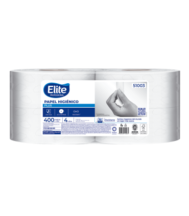 Papel higiénico una hoja  4 Rollos por 400 mts - Elite Professional