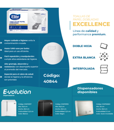 Toalla interfoliada paquete 200 unid. Elite professional