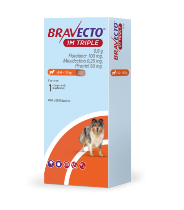Bravecto 1M Triple 0,8 G - 5 a 10 kgs