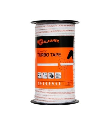 Cinta Turbo Gallagher blanca 12,5 mm x 200 m